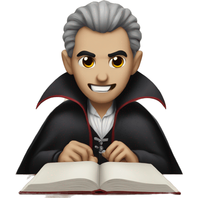 A vampire studying emoji