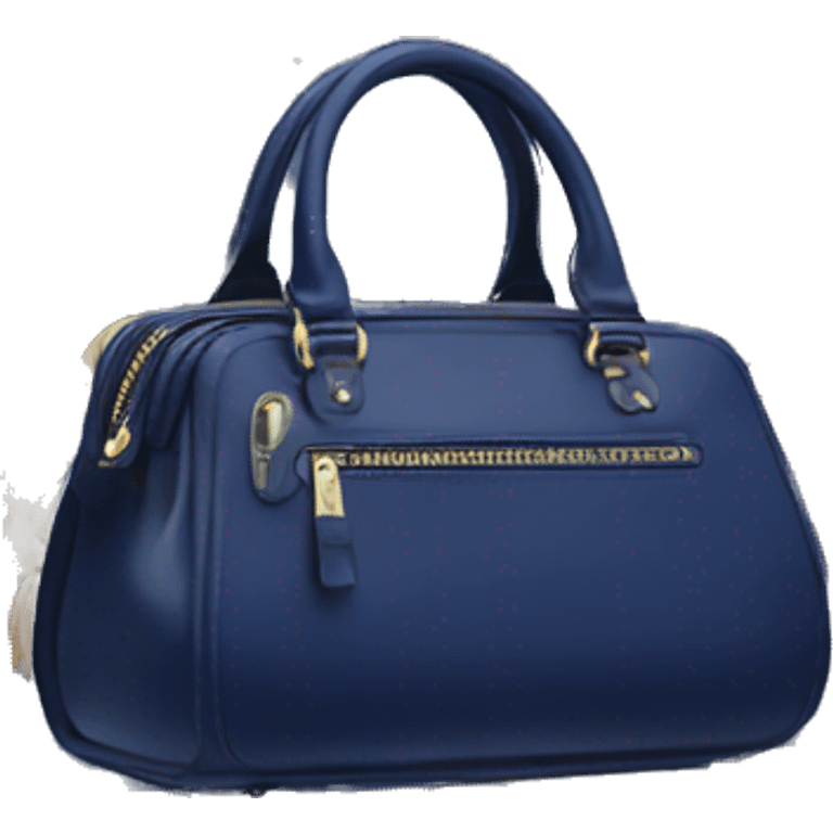 Realistic navy blue designer satchel purse. emoji