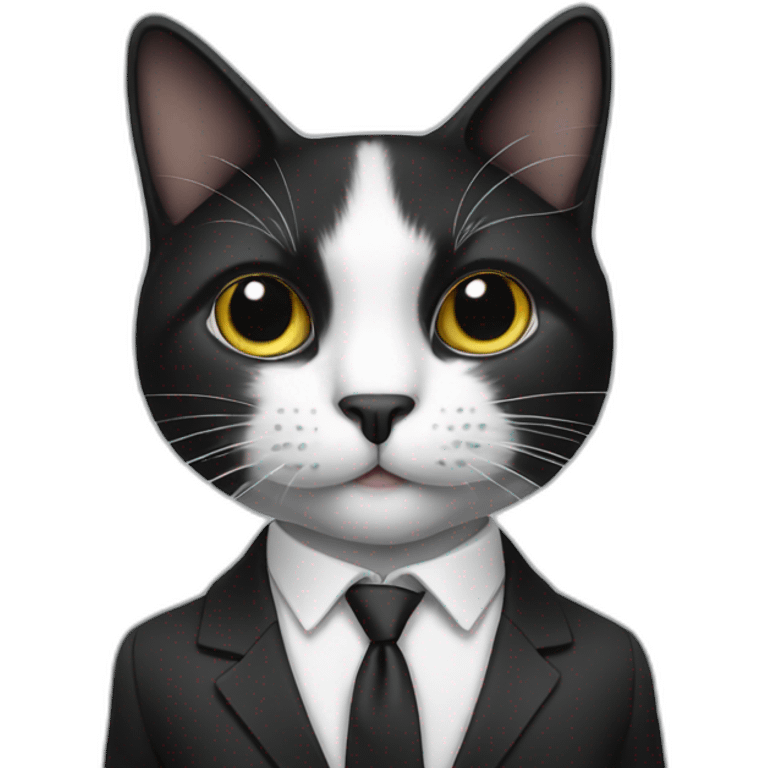 Black and white cat in a suit emoji