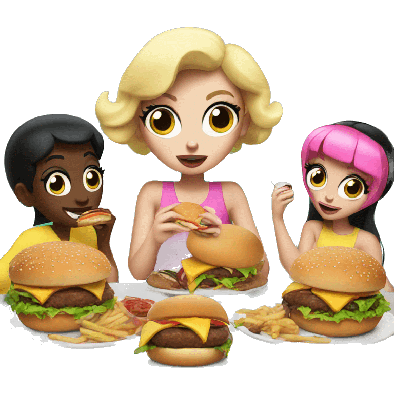 powerpuff girls eating burgers emoji