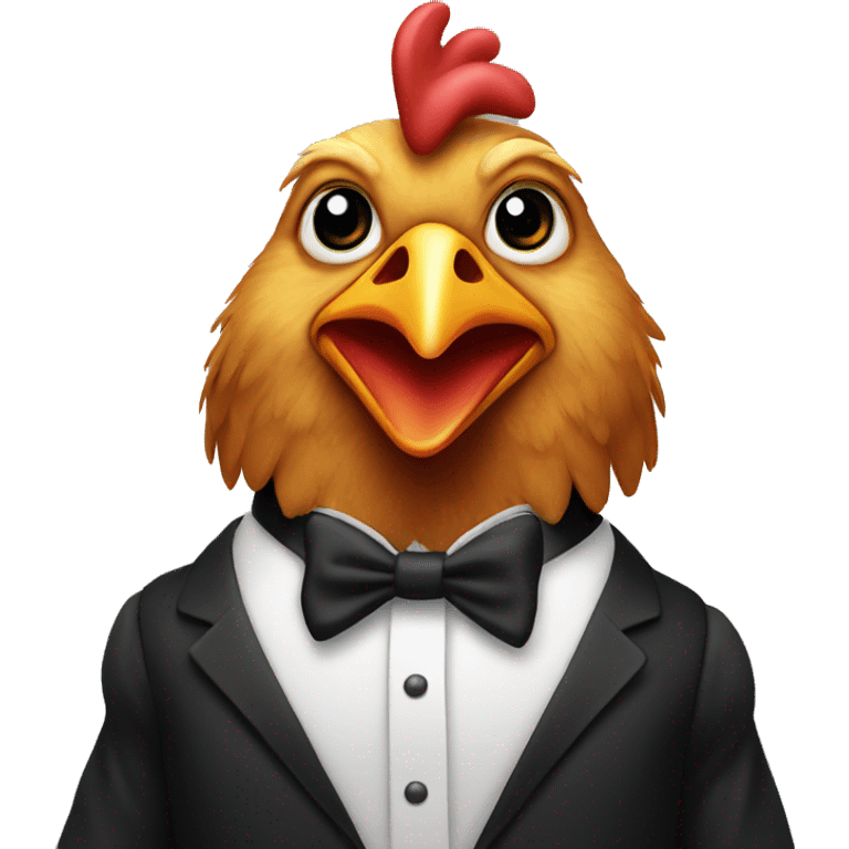 Chicken wearing a tuxedo emoji