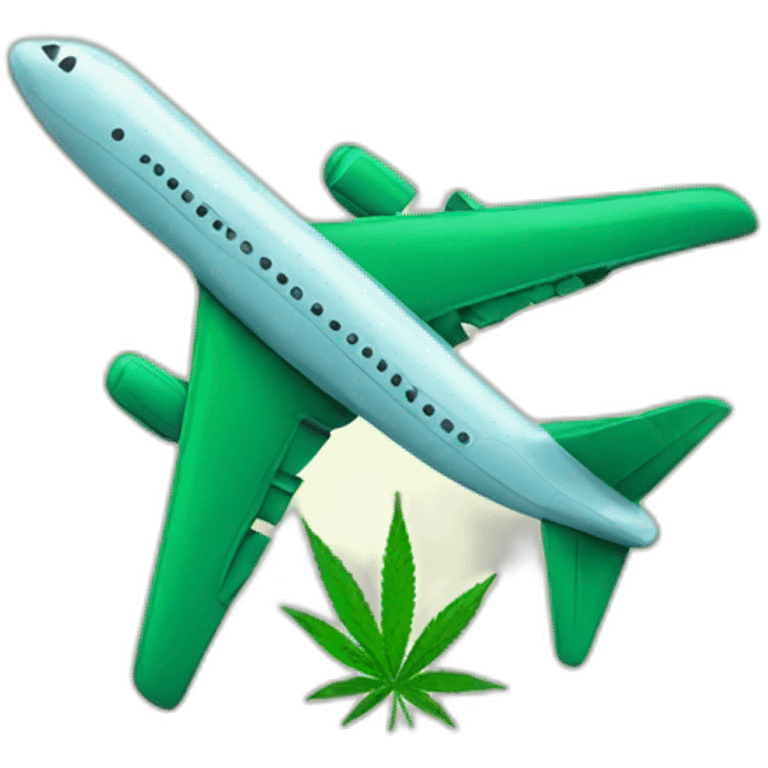 Airplane holds cannabis emoji