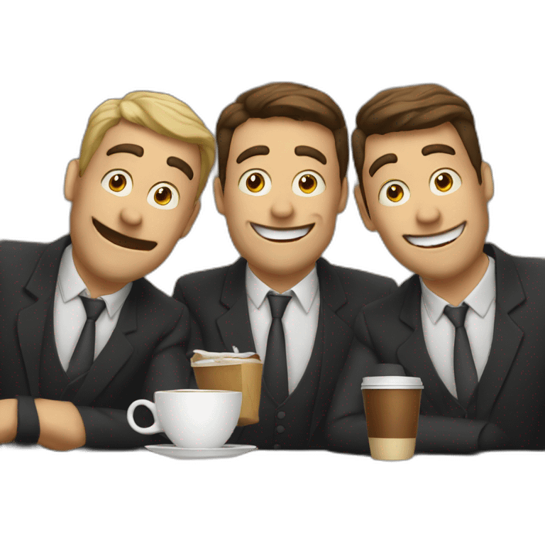 three men drinking coffee on bar emoji