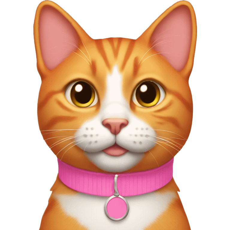 All orange cat with pink collar emoji