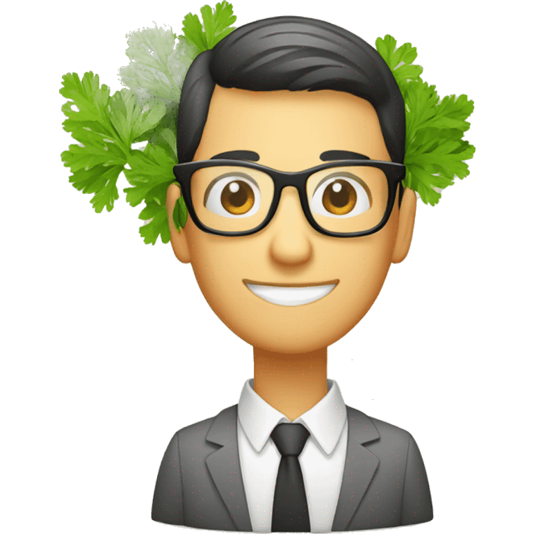 Web Developer, long air, glasses, with parsley plant emoji