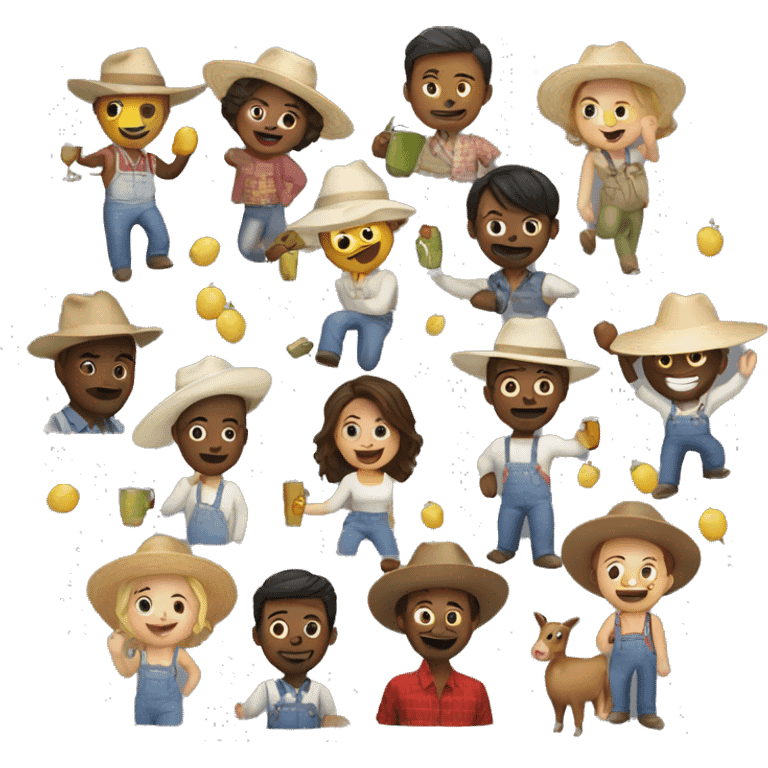 farm with people partying emoji