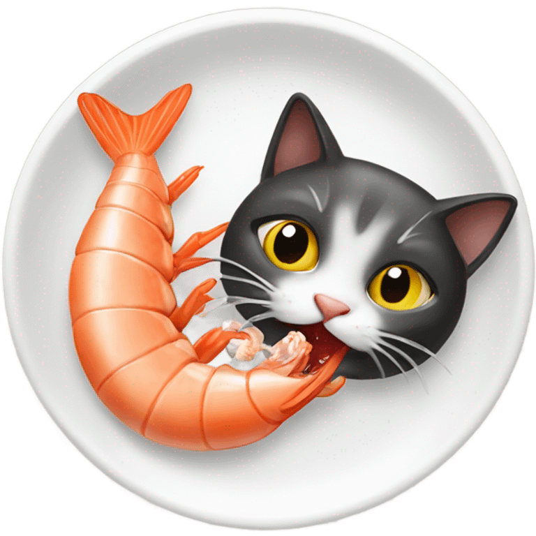 Cat eating shrimp emoji