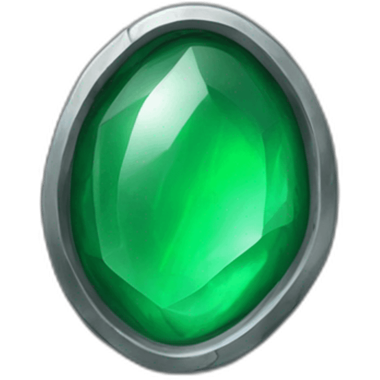 metal case, green stone in the middle emoji