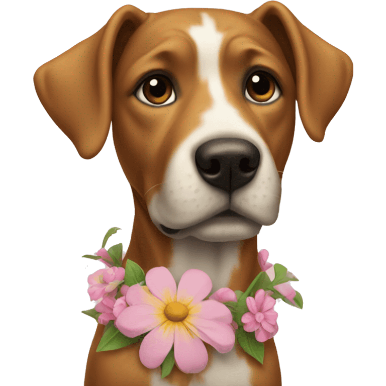 Dog with a flower shirt emoji