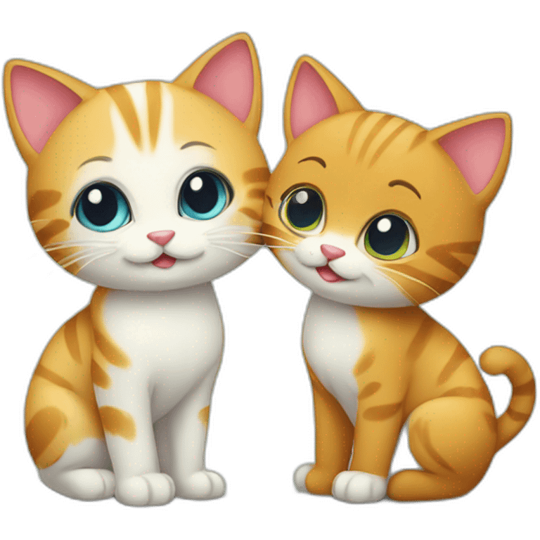 two cats in love emoji