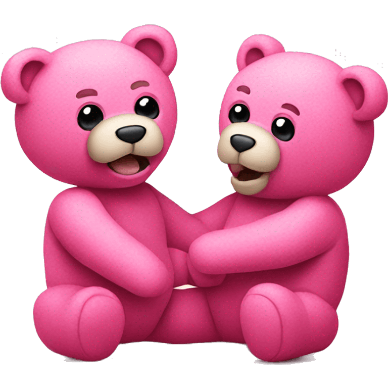 two pink teddy bears fighting tearing stuffing out emoji