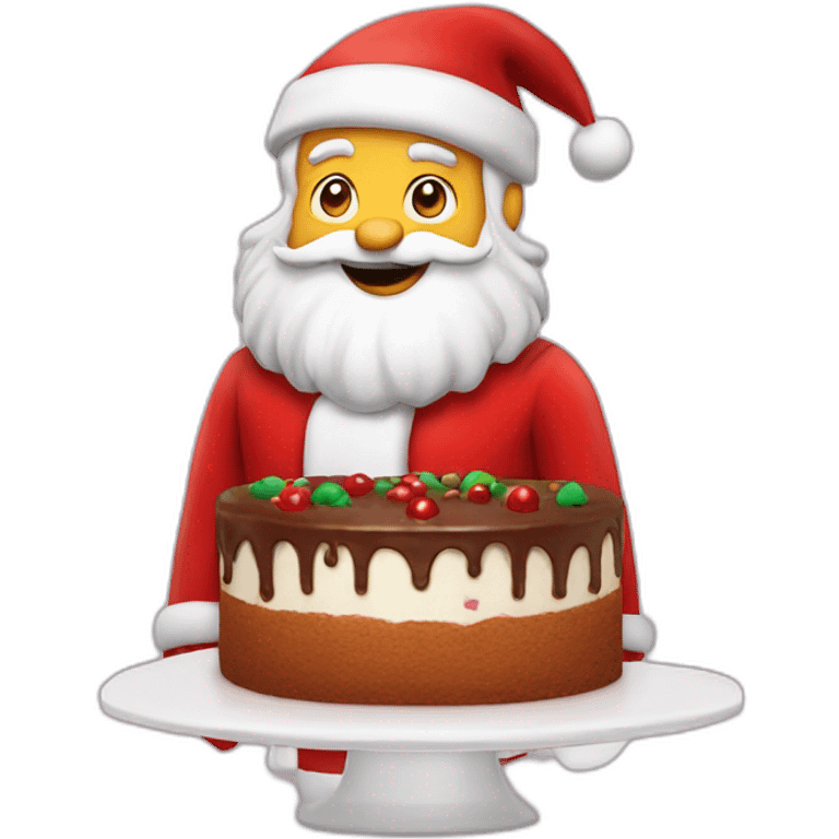 Santa clause with a cake emoji