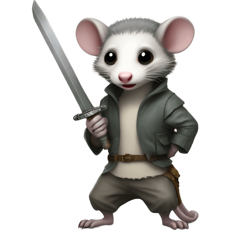 Opossum holding a sword emoji