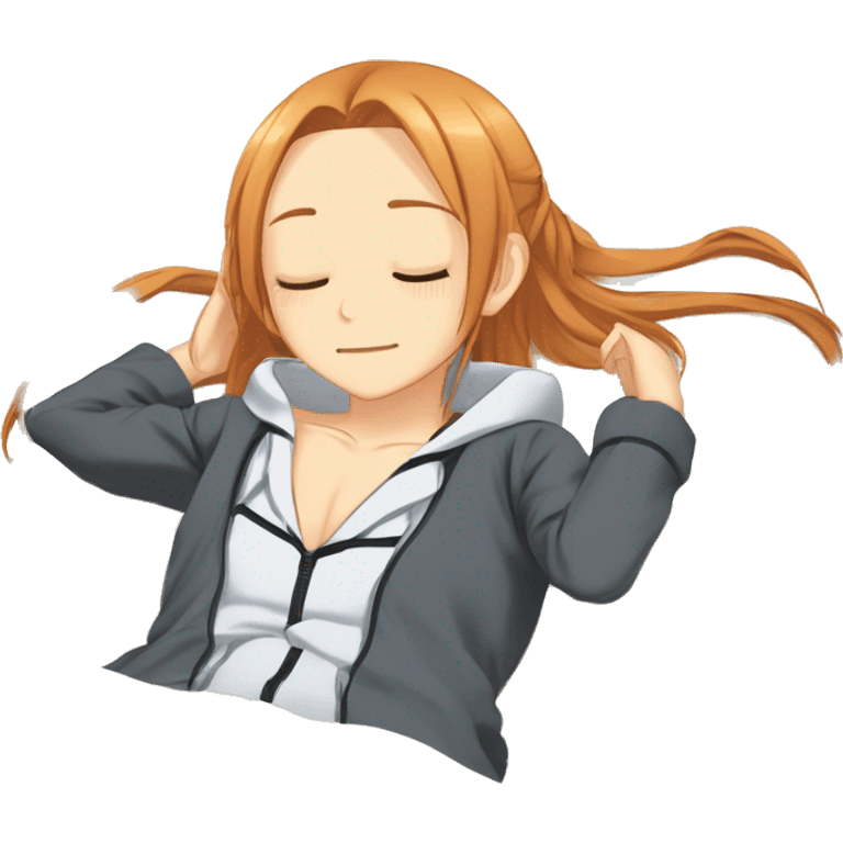 laying down sleeping full body Asuna anime sword art online one piece swim suiting  emoji