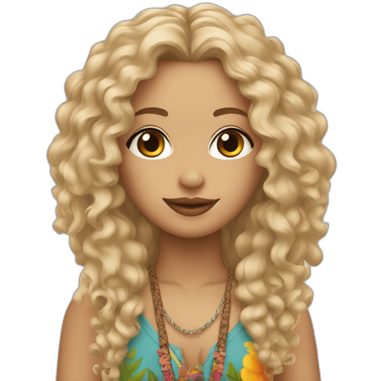 Rubia rizos hippie emoji