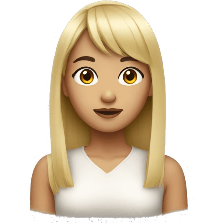 asian/latin blonde girl with bangs  emoji