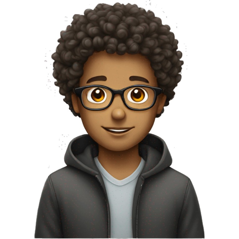 curly haired boy with glasses emoji