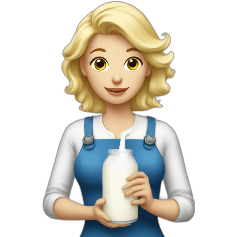 blonde woman holding milk emoji