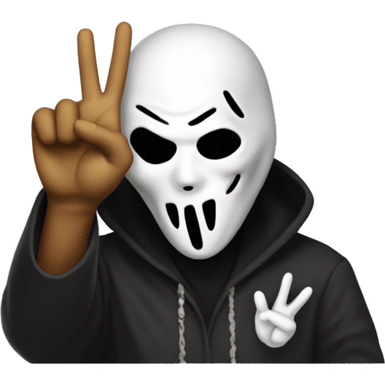 Ghostface killer doing a peace sign emoji