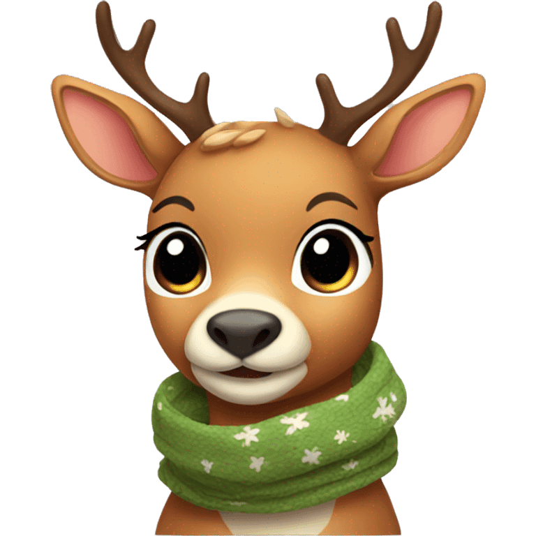 Cute deer with scarf emoji