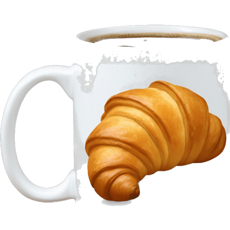 Croissant stands on a coffee mug  emoji