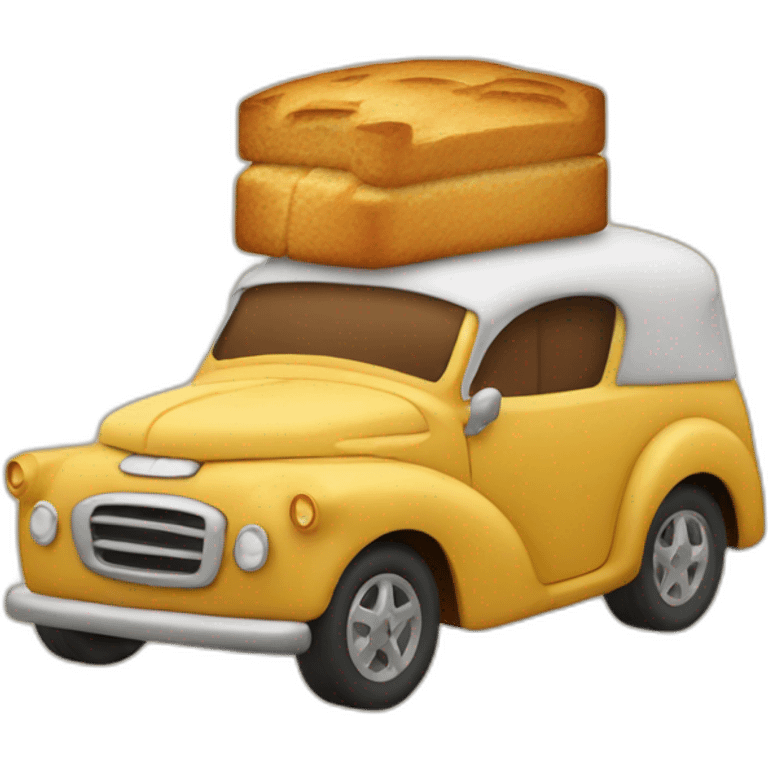 A car eating an gigerbread emoji