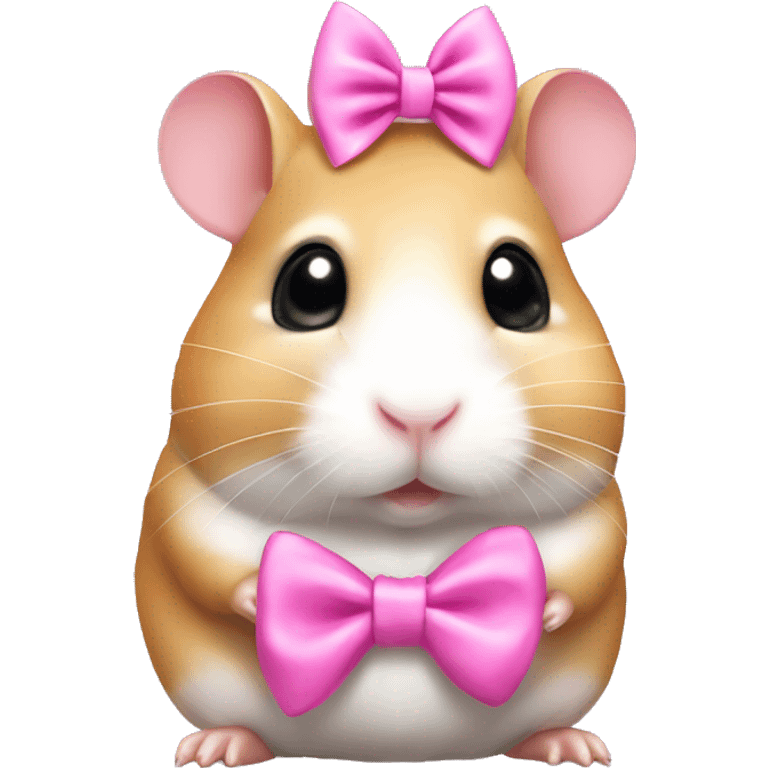 Coquette hamster wearing pink bow emoji