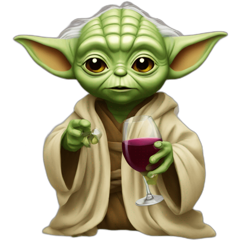 Yoda with wine emoji