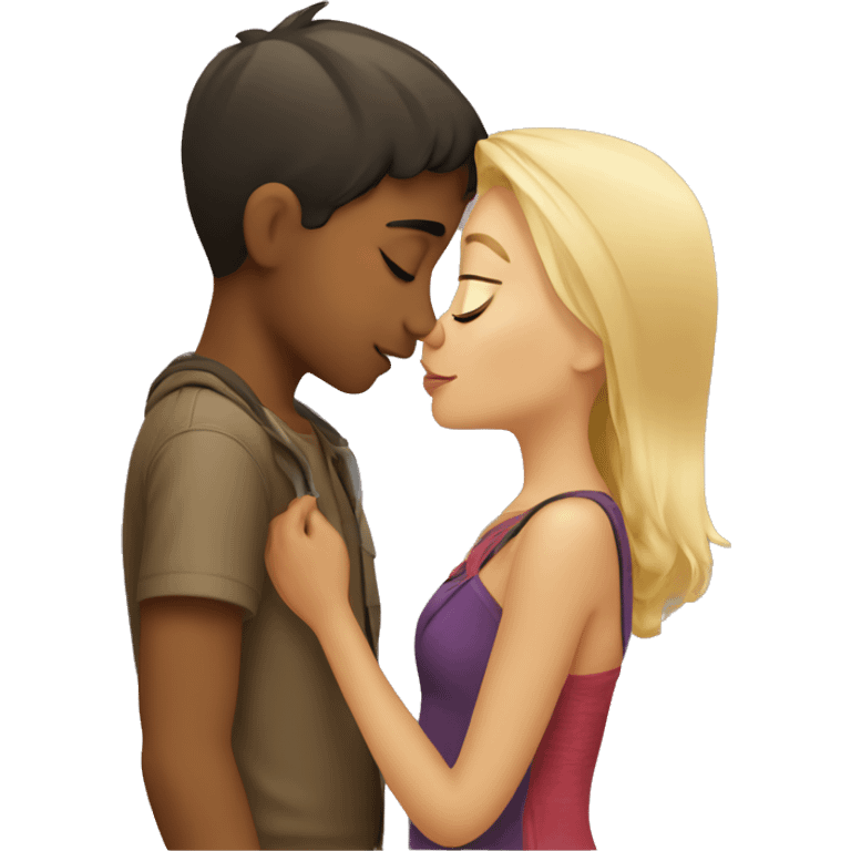 blonde girl kisses peruvian boy emoji