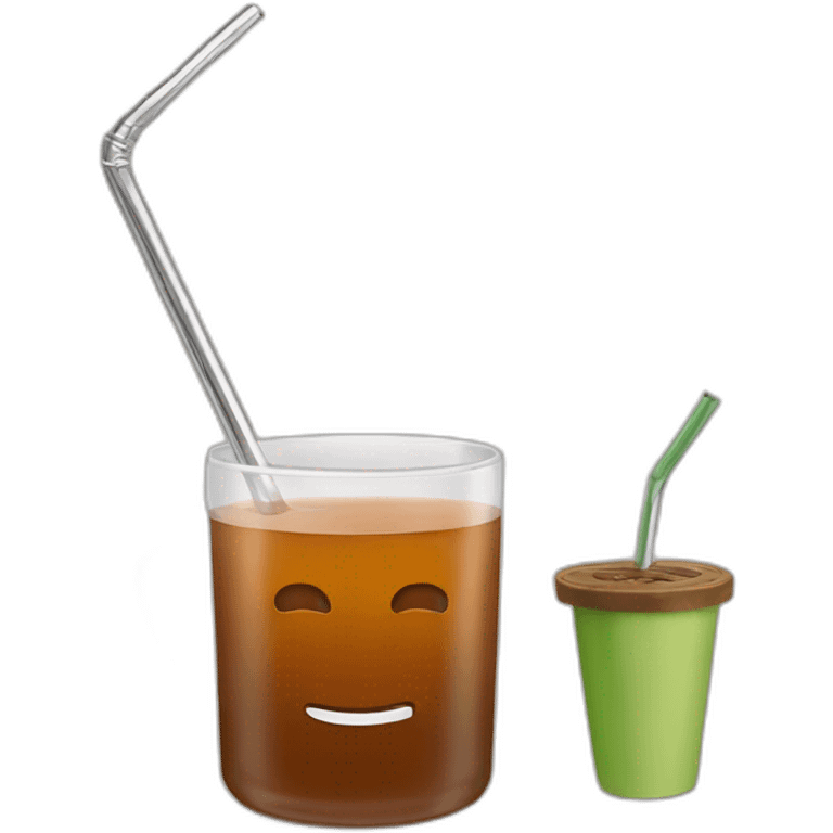 Brown Mate tea and a metal straw emoji