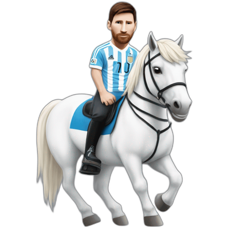 lionel messi with the argentine soccer team shirt riding a white horse emoji