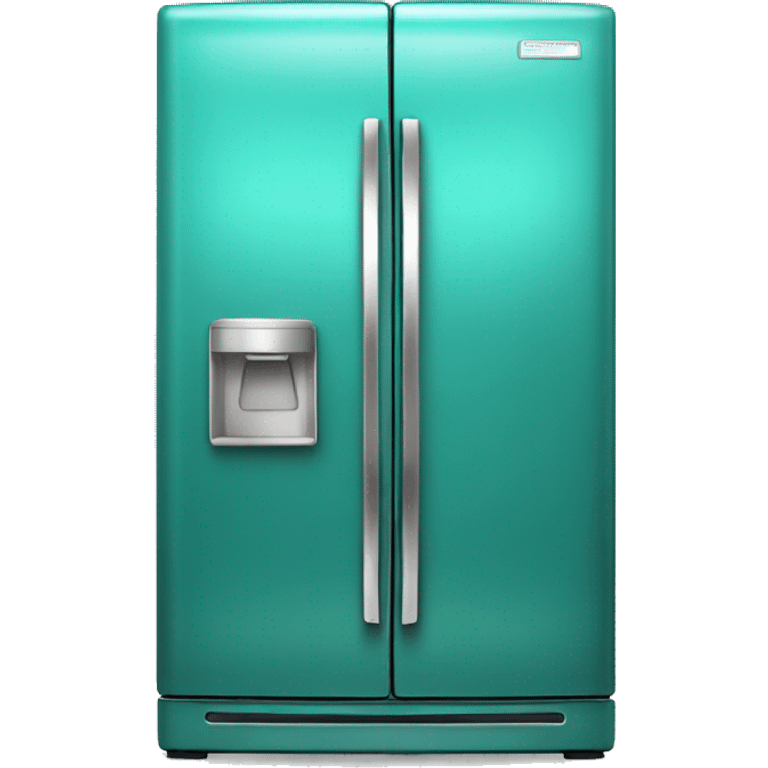 Realistic metallic turquoise fridge isolated. emoji