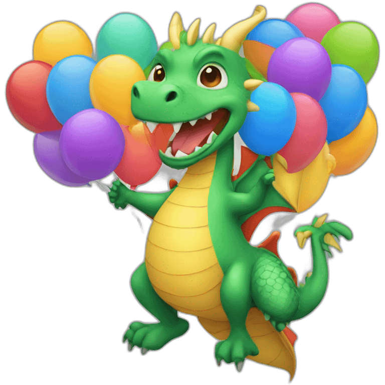 Dragon with a bunch of balloons emoji