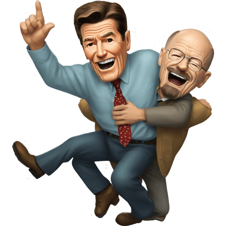 Ronald Reagan giving Walter White a piggyback ride emoji