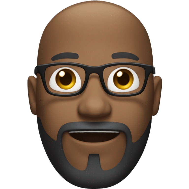 black man with a bald head, glasses, a beard, and a goatee hands in the air? emoji