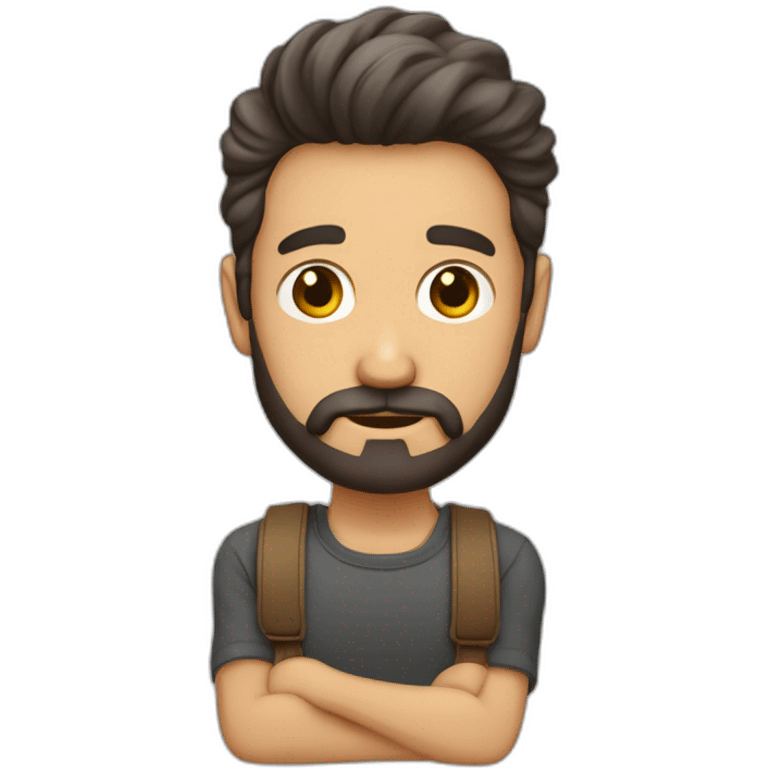 Hombre piel clara, barba rojiza, pelo moreno, frente muy amplia emoji