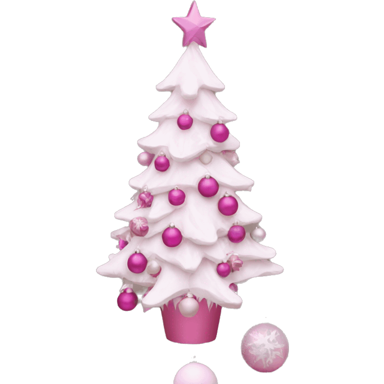 Aesthetic Christmas tree with pink and white ornaments  emoji