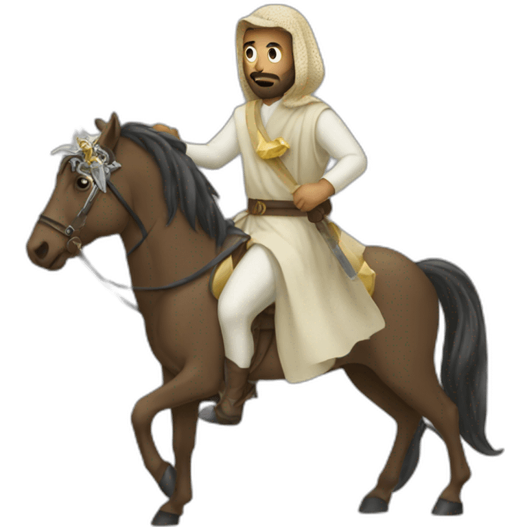 saudi man with a sword on a horse emoji