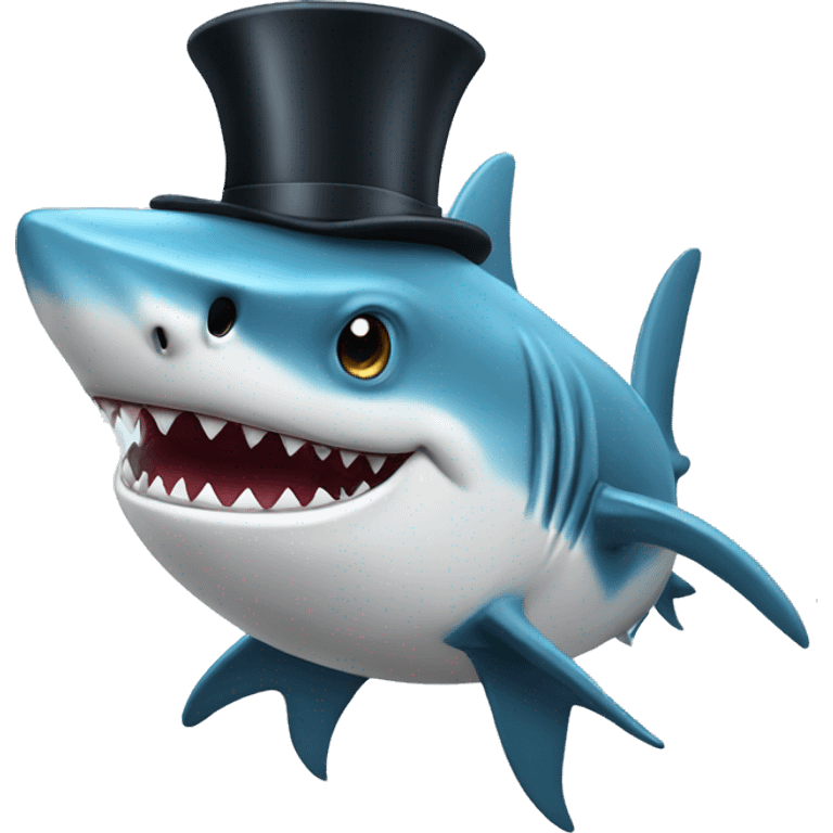 Shark with a top hat emoji