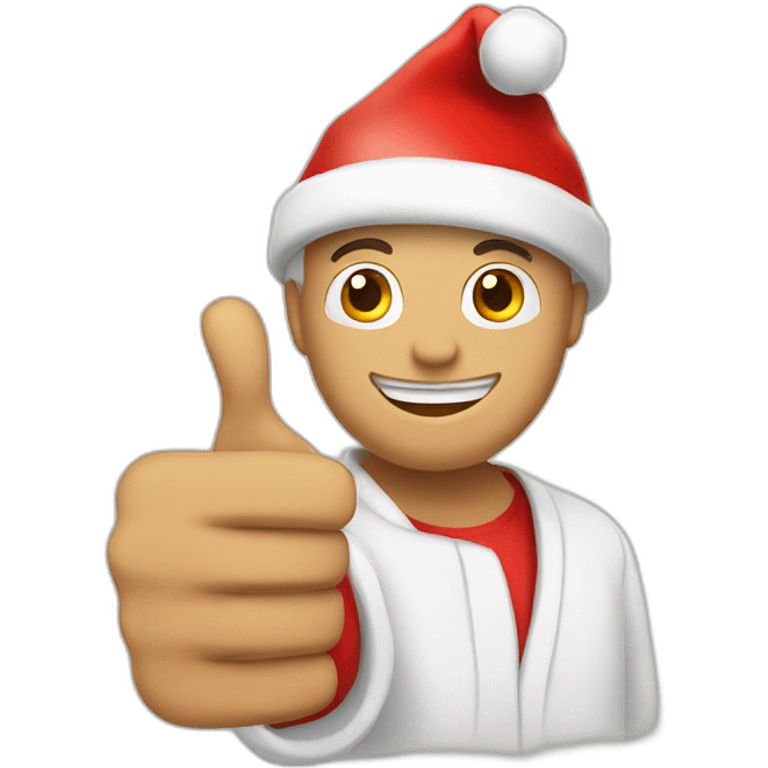 man wearing santa hat doing thumbs up emoji