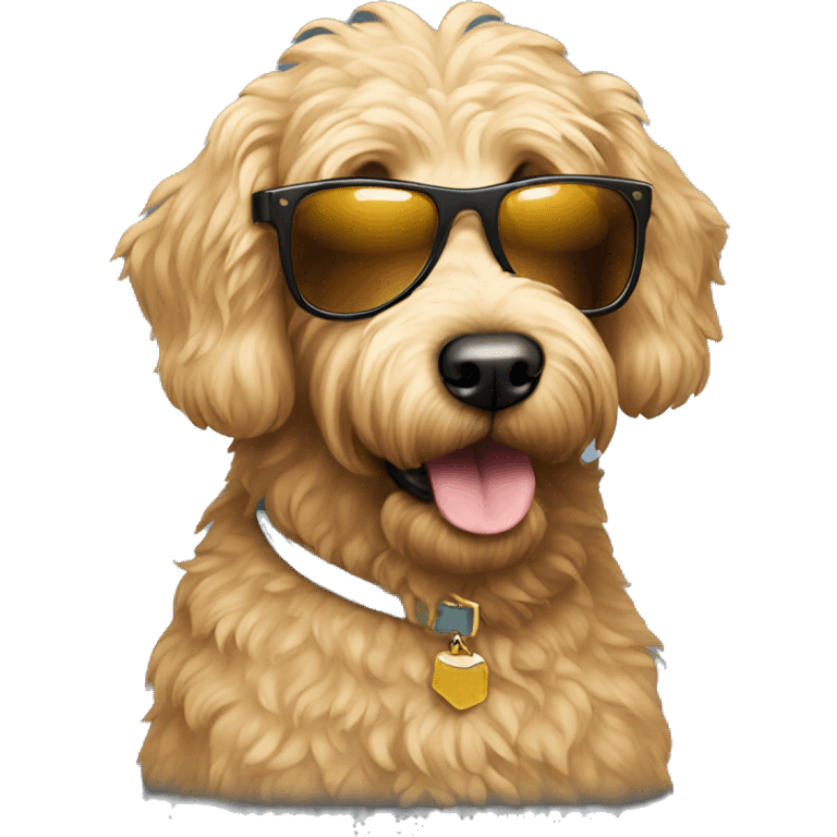 Golden doodle wearing sunglasses emoji