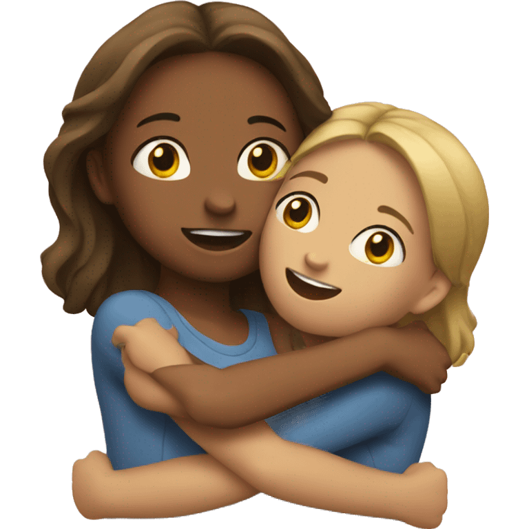 two girls hug emoji