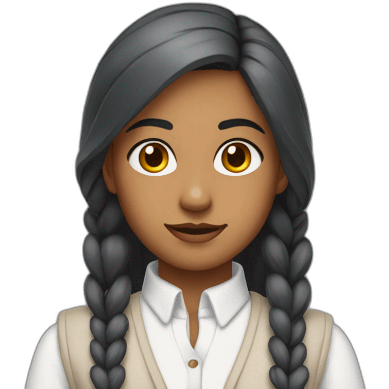 indian girl wearing a collared long sleeve white shirt under a white sweatervest emoji