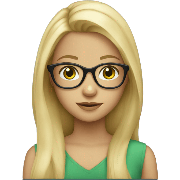 blond girl with glasses and long hair green eyes emoji