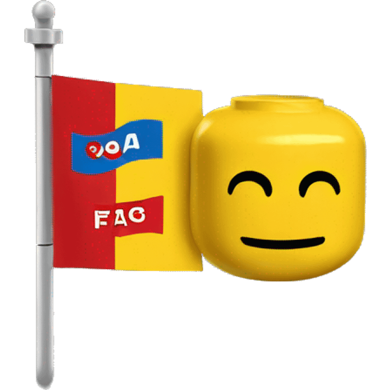 LEGO logo with letters on a flag emoji