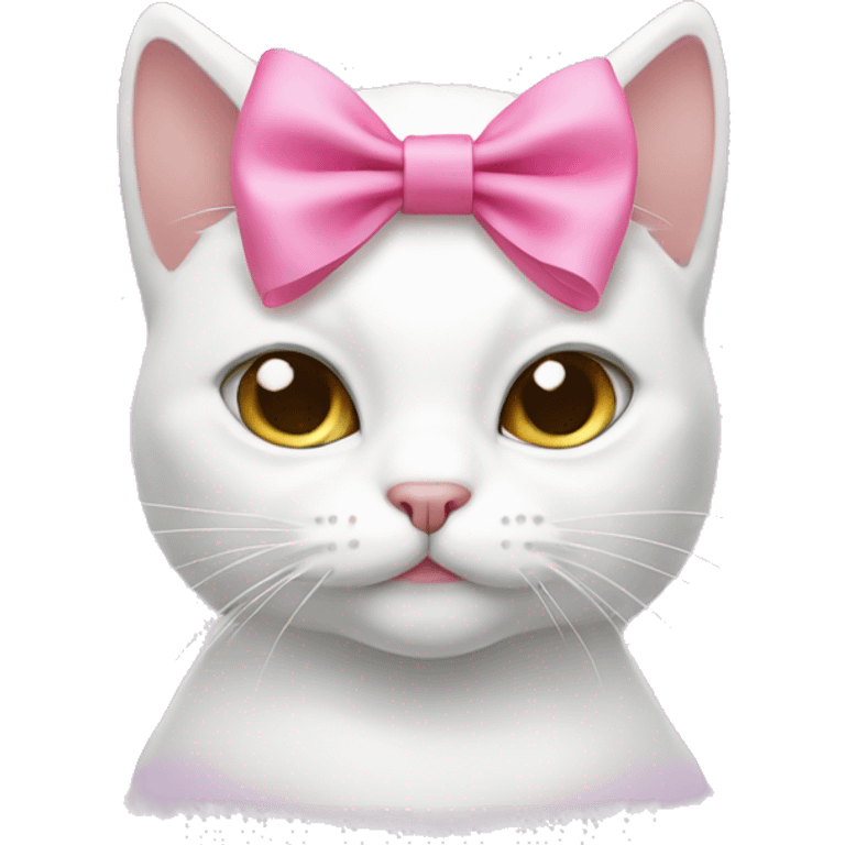 White cat with pink bow emoji