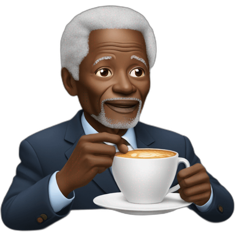 Kofi Annan Drinking coffee eating naan bread emoji