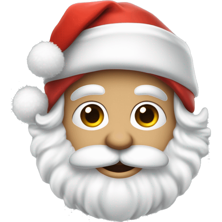 “An adorable Santa with a red suit, fluffy white beard, rosy cheeks, big eyes, and a red hat with a white pom-pom réaliste  emoji