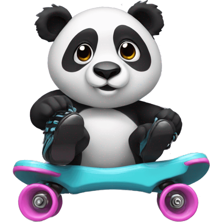 Panda wearing roller skates emoji