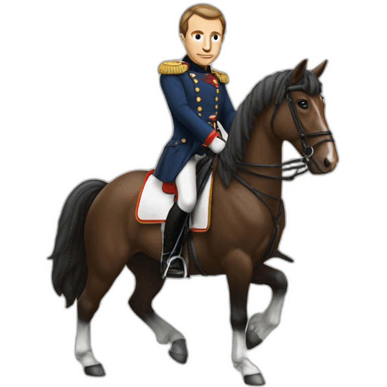 Macron sur cheval qui tient un pouleg emoji